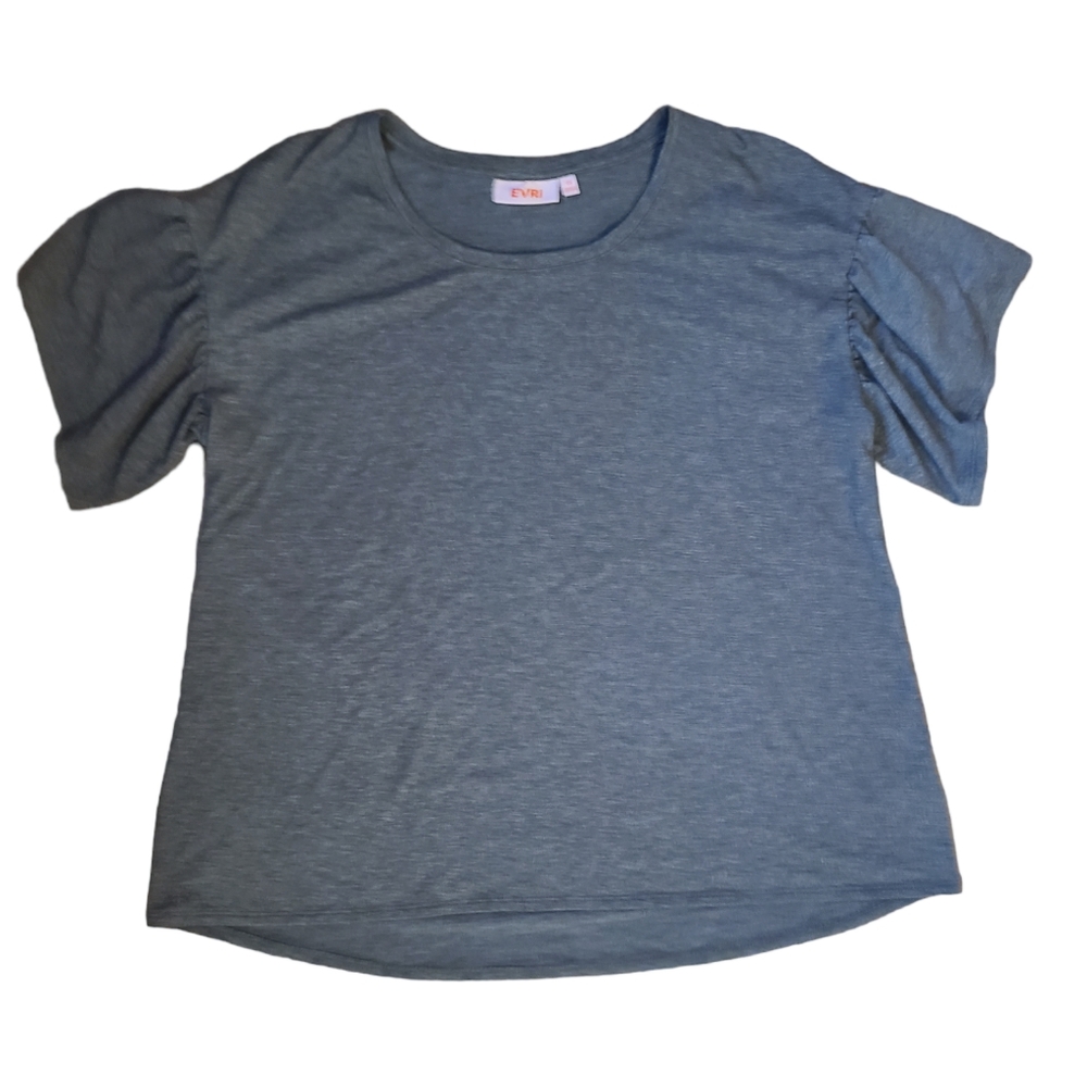 Gray/army green cap sleeved t-shirt, 1X